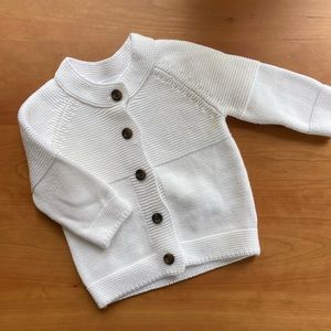 Hanna Andersson white cardigan 12-18m